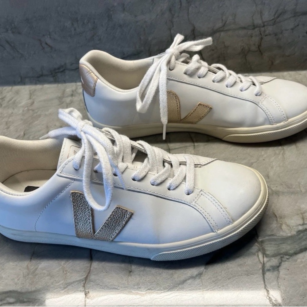 Veja Women's White and Tan Sneakers